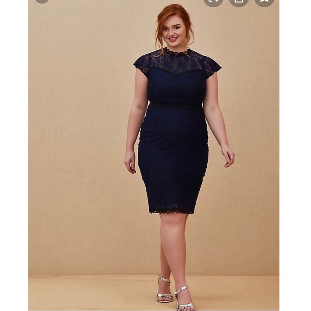 NWT TORRID Special Occasion Navy Lace Shift Dress